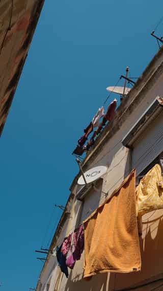 Windows in front of a blue sky